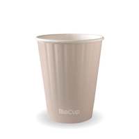 BioPak 390ml / 12oz (90mm) Aqueous Leaf Double Wall BioCup - stone