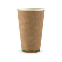 BioPak 510ml / 16oz (90mm) Kraft Green Stripe Single Wall Biocup X1000