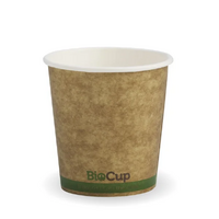 120ml / 4oz (63mm) Kraft Green Stripe Single Wall BioCup