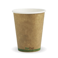 280ml/8oz Single wall Green Stripe Kraft BioCups (80mm lid) BCK-8-GS