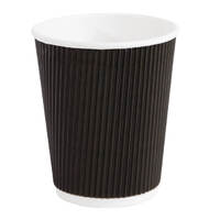 Fiesta Recyclable Takeaway Coffee Cups Ripple Wall Kraft Black 225ml (Pack of 25)