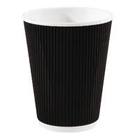 Fiesta Recyclable Takeaway Coffee Cups Ripple Wall Kraft Black 340ml (Pack of 25)