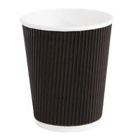 Fiesta Recyclable Takeaway Coffee Cups Ripple Wall Kraft Black 225ml (Pack of 500)