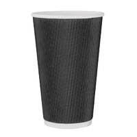 Fiesta Recyclable Takeaway Coffee Cups Ripple Wall Kraft Black 450ml (Pack of 500)