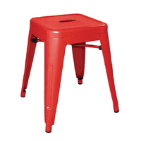 Bolero Low Metal Bar Stools Red (Pack of 4)