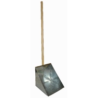 METAL DUST PAN PLATFORM SCOOP WITH WOODEN HANDLE