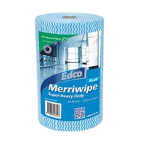 EDCO MERRIWIPE SUPER HEAVY DUTY WIPES BLUE ROLLS.