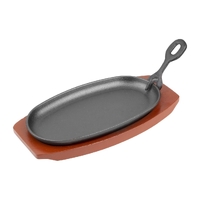 Olympia Cast Iron Oval Sizzler with Wooden Stand 240mm