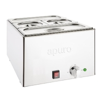 Apuro Bain Marie with Pans 2x1/3 &amp; 2x1/6 Pans 150mm Deep Inc Lids