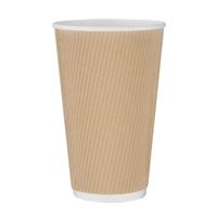Fiesta Recyclable Takeaway Coffee Cups Ripple Wall Kraft 450ml (Pack of 500)