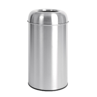 Bolero Stainless Steel Open Lid Bullet Bin Silver 40 Litre