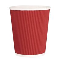 Fiesta Recyclable Takeaway Coffee Cups Ripple Wall Red 225ml (Pack of 25)