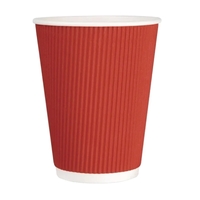 Fiesta Recyclable Takeaway Coffee Cups Ripple Wall Red 340ml (Pack of 25)