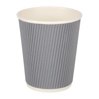 Fiesta Recyclable Takeaway Coffee Cups Ripple Wall Charcoal 225ml (Pack of 25)
