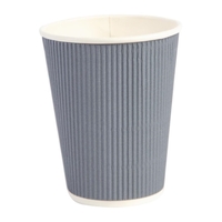 Fiesta Recyclable Takeaway Coffee Cups Ripple Wall Charcoal 340ml (Pack of 500)