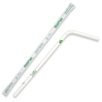 6mm individually wrapped bendy straw - white