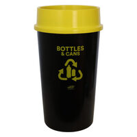 Sabco - Recycling Bin 60L, Yellow lid &amp; Bottles &amp; Cans sticker applied. Additional 10c deposit returned sticker not applied