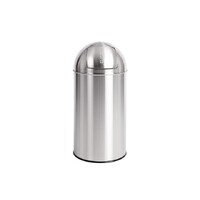 Bolero Stainless Steel Push Top Bullet Bin Silver 40Ltr